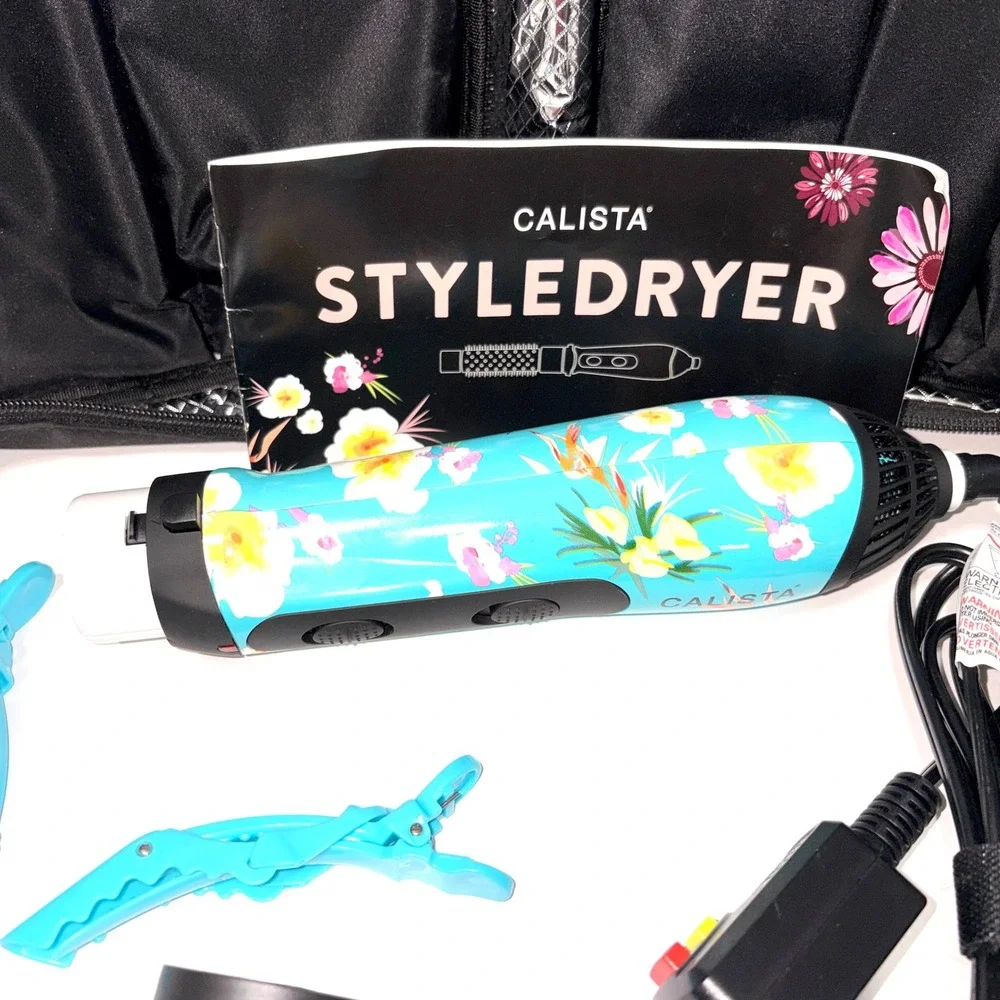 Calista StyleDryer Custom AirBrush 7-Piece Set Turquoise Floral SDRY1 1200W Case